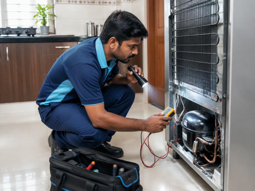 Refrigerator inspection by an appliance technician