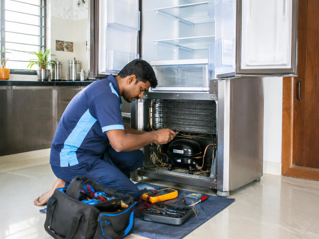 Refrigerator Service technician working in a Tamil Nadu home
