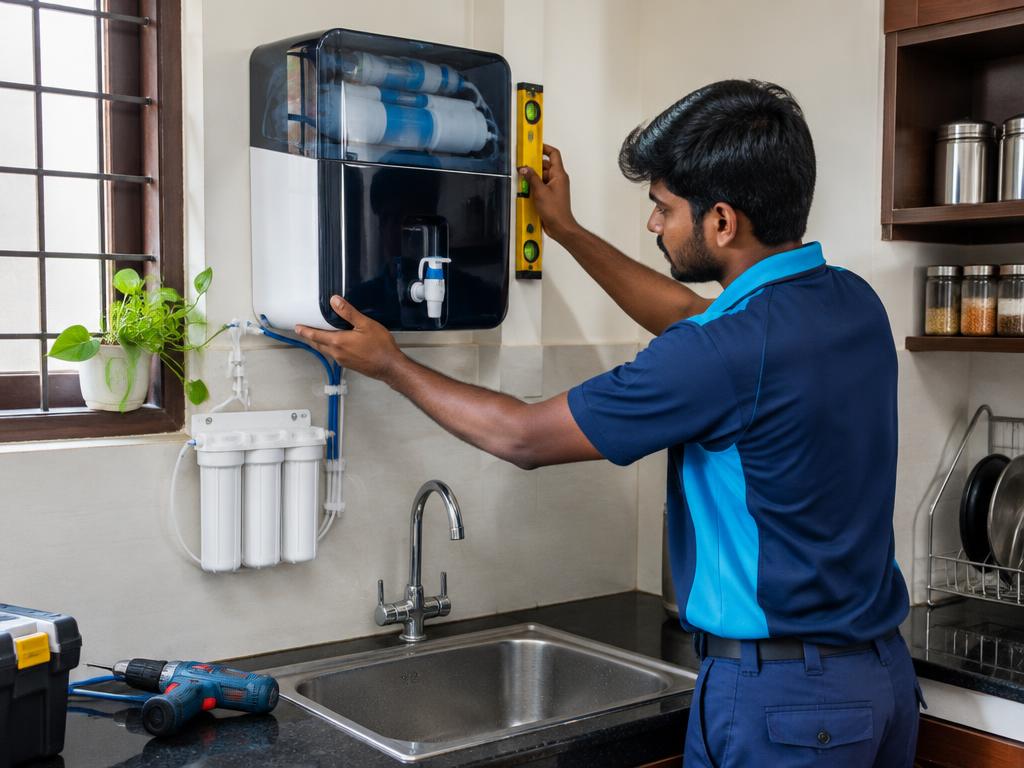Water purifier installation by an appliance technician